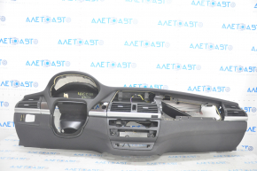 Dashboard front panel with AIRBAG BMW X5 E70 07-13 black, dark wood inserts, scratches