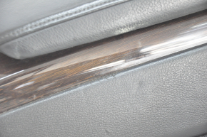 Central console armrest and cup holders BMW X5 E70 07-13 leather, black, dark wood inserts, scratches, broken pad, dented