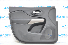 Door trim card front left Jeep Cherokee KL 19-23 black with black insert leather, armrest leather