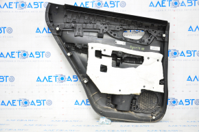 Door trim card rear right Nissan Rogue 14-20 black with black insert plastic, molding under carbon gloss, armrest leather