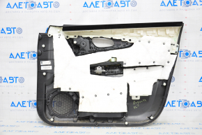 Door trim card front left Nissan Rogue 14-20 black with black insert plastic, molding under carbon gloss, armrest leather