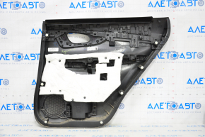 Door trim card rear left Nissan Rogue 14-20 black with black insert plastic, molding under carbon gloss, armrest leather