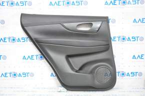 Door trim card rear left Nissan Rogue 14-20 black with black insert plastic, molding under carbon gloss, armrest leather