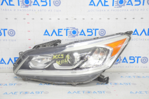 Headlight front left bare Honda Accord 16-17 halogen without DRL, sand, for polishing, scratches