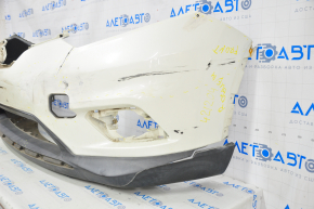 Front bumper bare Nissan Rogue 14-16 white, cracked, worn, broken fastener