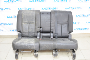 Rear row of seats 2nd row Nissan Rogue 14-20 leather black, without headrests, dry-cleanable