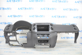 Torpedo front panel with AIRBAG VW Tiguan 09-17 black, broken air duct deflectors