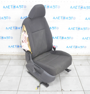 Passenger seat VW Tiguan 09-17 without airbag, cloth black, mechanical, for dry cleaning, scratches, shot