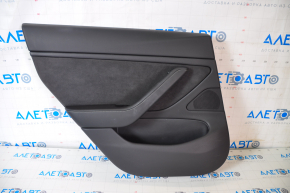Door trim card rear left Tesla Model 3 18-20 leather black with speaker and window lifter control and door opening button, stains, bumps