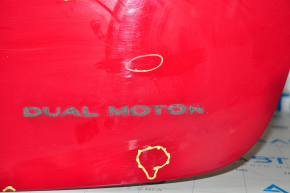 Trunk lid bare Tesla Model 3 18-20 red PMMR, scratches, pokes, scratches on the edge