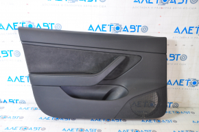 Door trim card front left Tesla Model 3 18-20 leather black, with window lift control and door opening button, varnish used