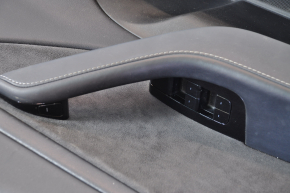 Door trim card front left Tesla Model 3 18-20 leather black, with window lift control and door opening button, varnish used