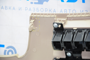 Driver's knee pad Nissan Rogue 14-20 beige, broken crepe, scratches, plastic turned white
