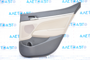 Door trim card rear right Hyundai Elantra AD 17-18 black with beige insert plastic, armrest leather, molding gray gloss, scratches