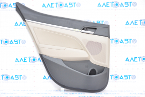 Door trim card rear left Hyundai Elantra AD 17-18 black with beige insert plastic, armrest leather, molding gray gloss, scratches