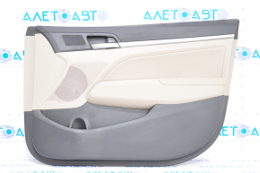 Door trim card front right Hyundai Elantra AD 17-18 black with beige insert plastic, armrest leather, molding gray gloss