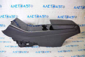 Central console armrest and cup holders Tesla Model 3 18-20 leather black, glossy overlays, bumpers, without wiring