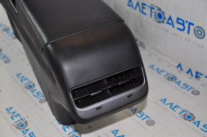 Central console armrest and cup holders Tesla Model 3 18-20 leather black, glossy overlays, bumpers, without wiring