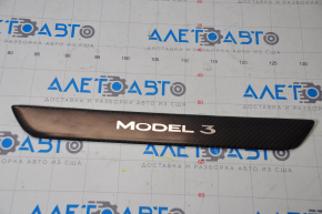 Door sill trim front right outer Tesla Model 3 18- carbon, scratch