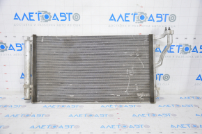 The air conditioning condenser radiator of the Hyundai Azera 12-17 3.3 is dented.