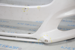 Front bumper bare Ford Fusion mk5 13-16 without parking sensors, white, pressed, scratches, honeycomb fractures, pressed fasteners