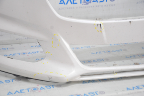 Front bumper bare Ford Fusion mk5 13-16 without parking sensors, white, pressed, scratches, honeycomb fractures, pressed fasteners