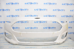 Front bumper bare Ford Fusion mk5 13-16 without parking sensors, white, pressed, scratches, honeycomb fractures, pressed fasteners