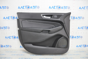 Door trim card front left Ford Edge 15-18 black leather, titanium white stitching, scratches