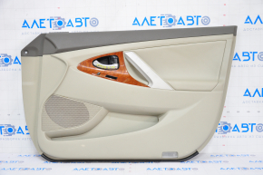 Door trim card front right Toyota Camry v40 beige leather, wood trim, scratches, plastic turned white