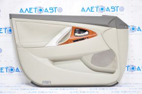Door trim card front left Toyota Camry v40 beige leather, wood trim, whitened plastic