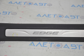 Door sill trim front right Ford Edge 15- black with backlight, scratches, bump, broken fastener