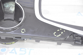 Center console trim with cup holder Ford Edge 15-18 black gloss, type 2, scratches