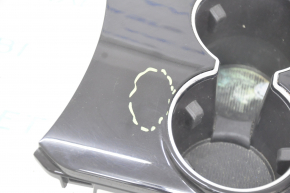 Center console trim with cup holder Ford Edge 15-18 black gloss, type 2, scratches