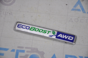 Emblem inscription ECOBOOST AWD tailgate Ford Edge 15-18 peeled chrome