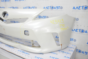 Front bumper bare Toyota Prius V 12-14 pre-rest, white, pressed, dented, tears