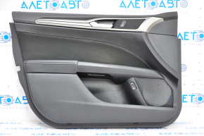 Door trim card front left Ford Fusion mk5 17-20 black with black insert cloth, armrest leather, molding gray structure, scratches