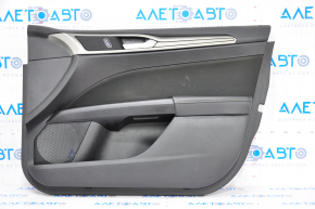 Door trim card front right Ford Fusion mk5 17-20 black with black insert cloth, armrest leather, molding gray structure