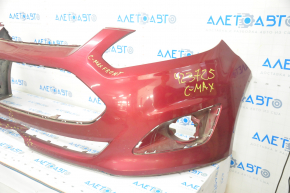 Front bumper bare Ford C-max MK2 13-18 usa red, pressed, tears, missing fragments, broken fastener