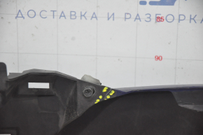 Front bumper bare Nissan Rogue 17- blue, broken fastener, crack, pressed, scratches