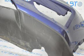 Front bumper bare Nissan Rogue 17- blue, broken fastener, crack, pressed, scratches