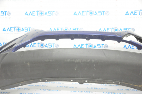Front bumper bare Nissan Rogue 17- blue, broken fastener, crack, pressed, scratches