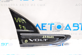 Right wing emblem molding Chevrolet Volt 11-15 scratches, broken right side, bump, edge deformation