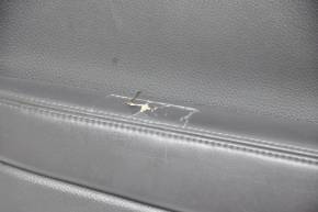 Door trim card front left Nissan Rogue 14-20 black, with black insert plastic, molding under carbon gloss, armrest leather, tear on armrest