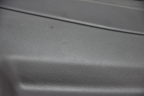 Door trim card rear left Nissan Rogue 14-20 black with black insert plastic, molding under carbon gloss, armrest leather, scratch