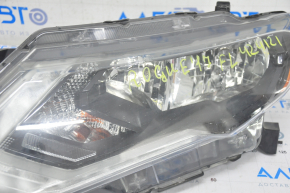 Headlight front left Nissan Rogue 17 - bare halogen, sand, scratches, broken mount