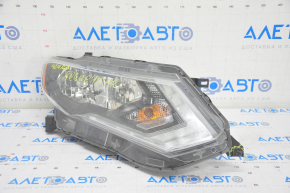 Headlight front right Nissan Rogue 17 - bare halogen, sand, broken crepe