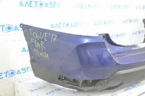 Bare rear bumper Nissan Rogue 17 - blue, scratches, tears, cracks, pressed