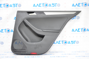 Door trim card rear right VW Jetta 11-18 USA black, with black insert plastic, armrest leather, molding gray gloss type 1, scratches