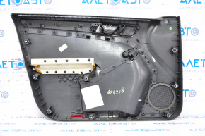 Door trim card front right VW Jetta 11-18 USA black with black insert plastic, armrest leather, molding gray gloss type 1, traces of glue