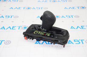 Gear shift indicator Honda Civic X FC 16-21 black, with handle, black rubber, one line, scratches, chrome swelled